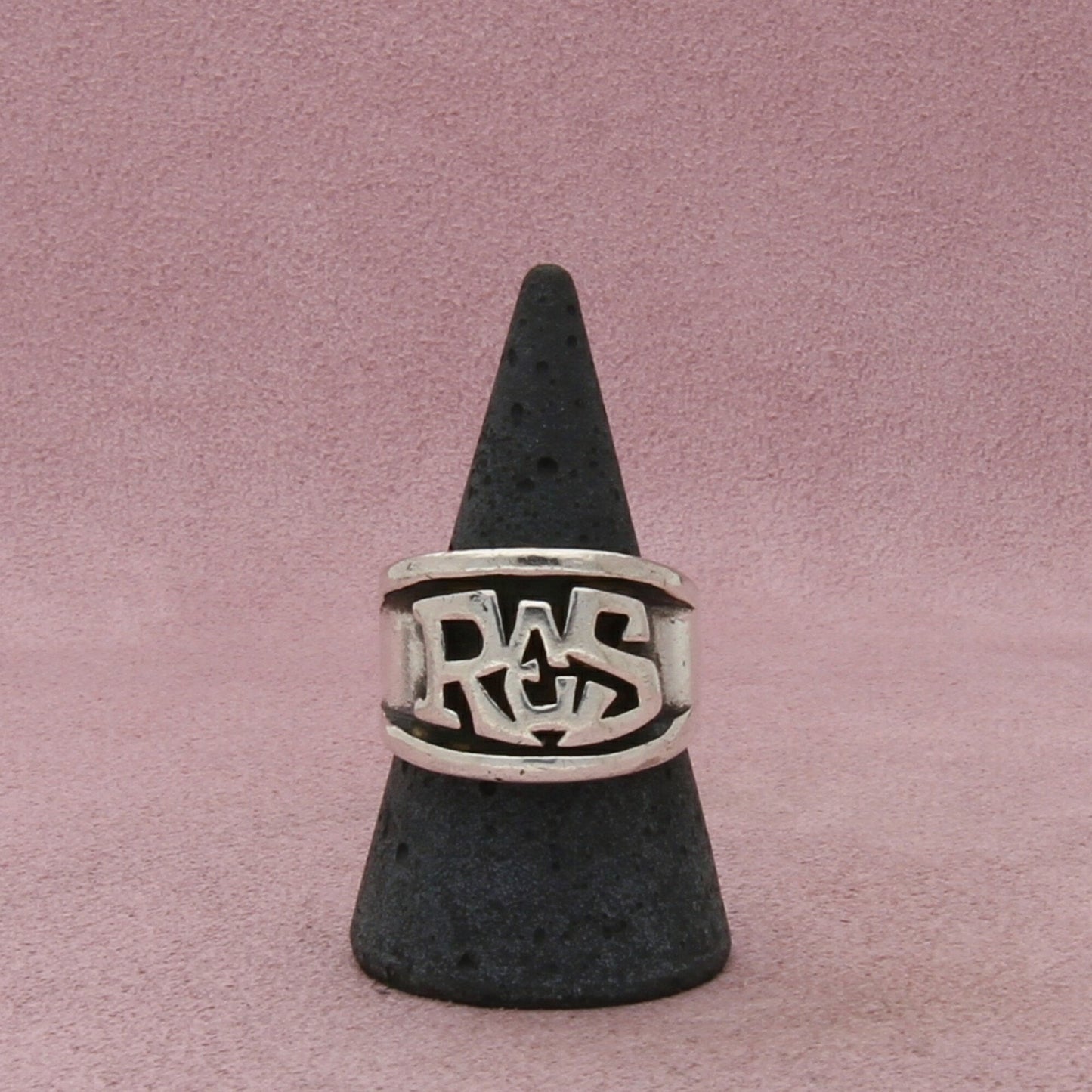 sterling silver mens vintage cigar band initials ring size 9.5