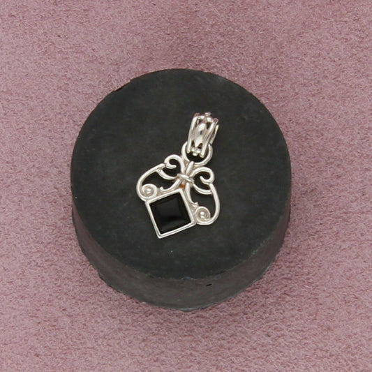 sterling silver onyx scroll pendant