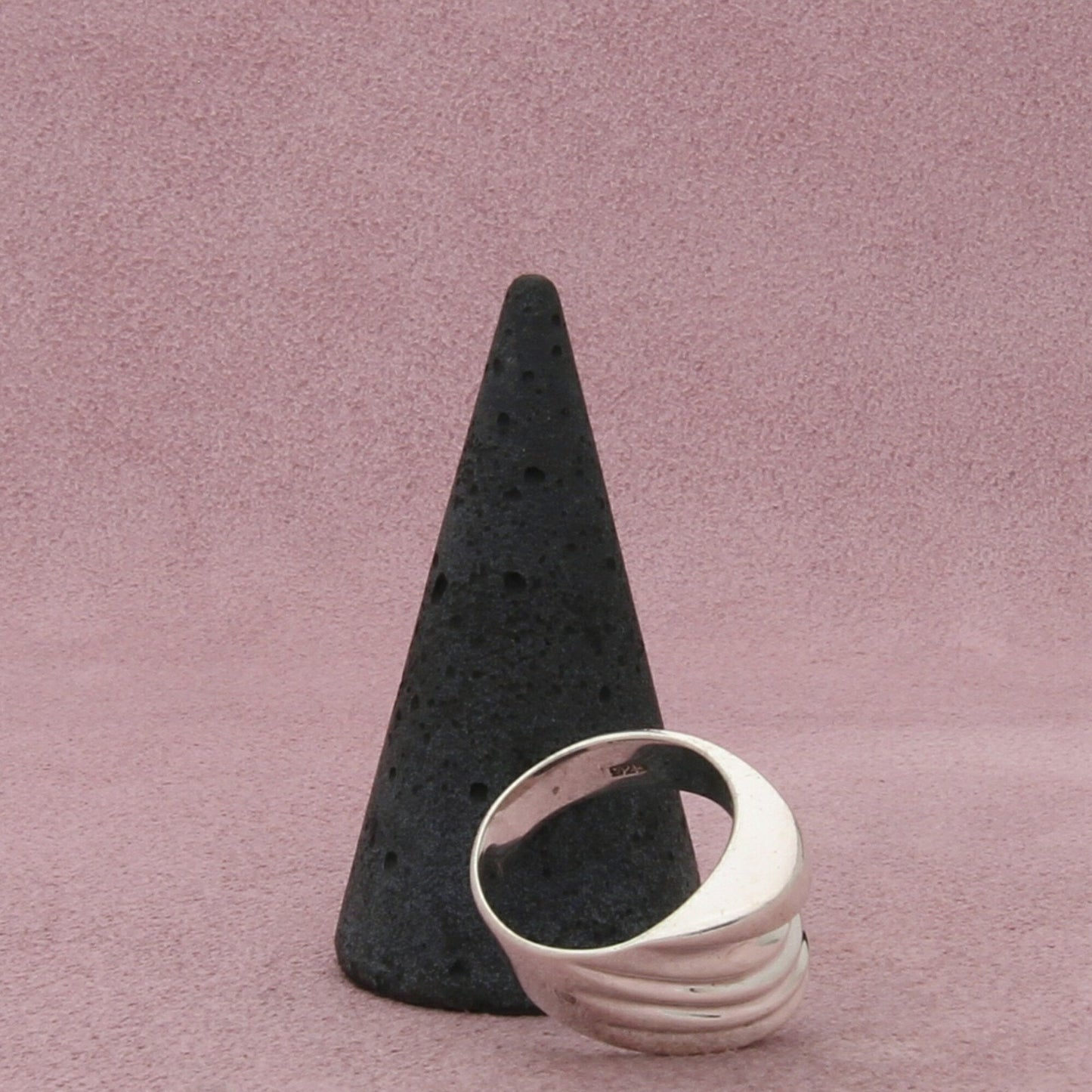sterling silver vintage modernist ribbed band ring size 6.5