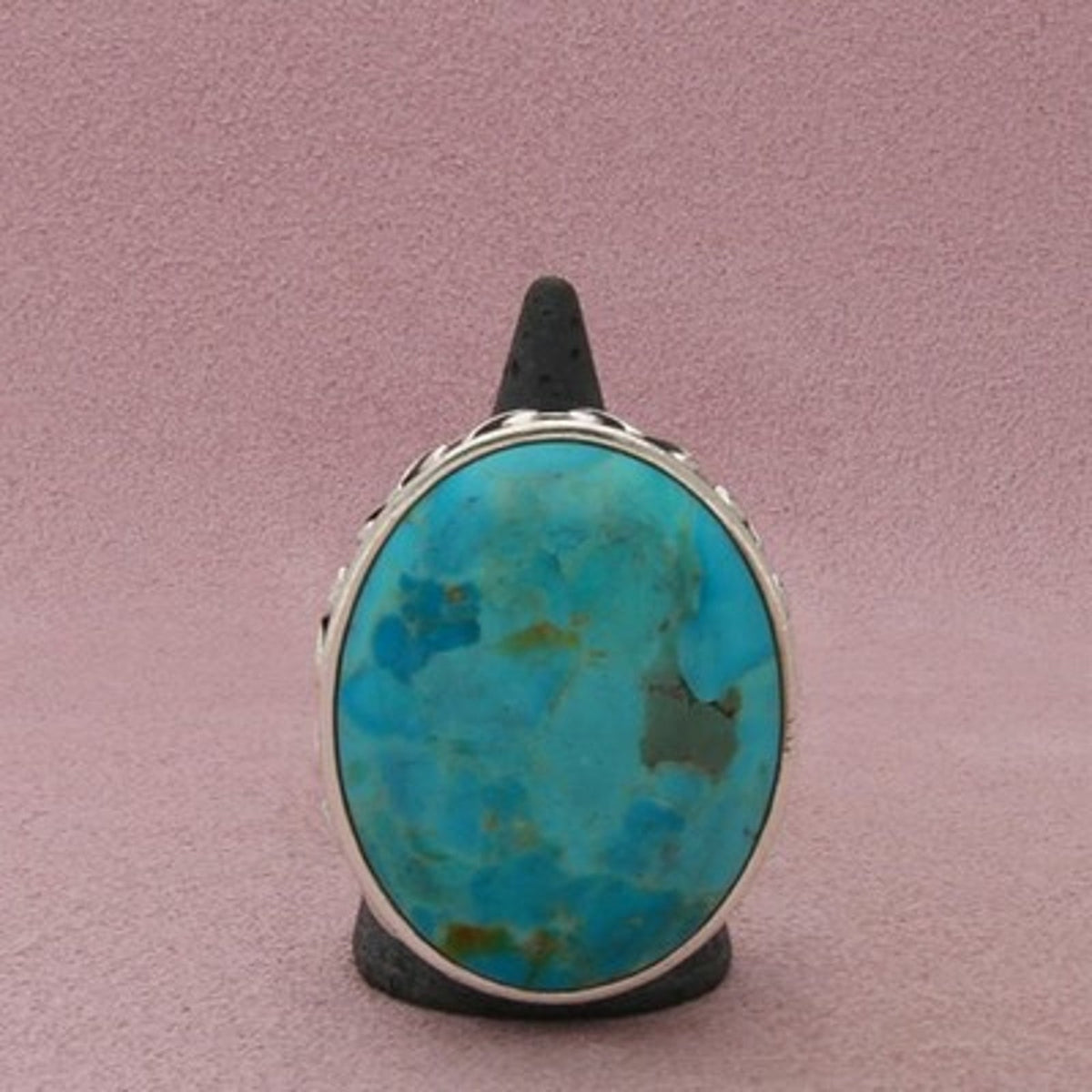 Barse Sterling Silver Chunky Oval Turquoise Scroll Bezel Ring Size 9