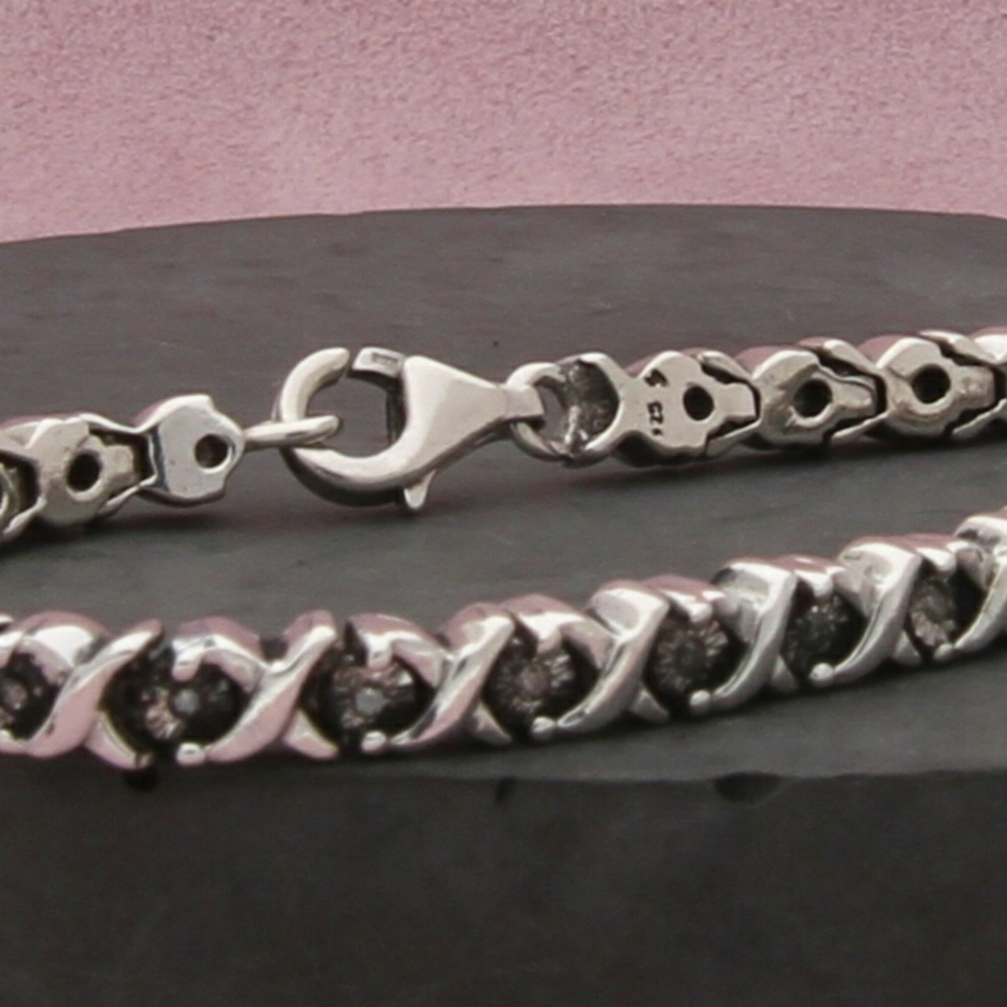 zales sterling silver diamond accent x tennis bracelet size 6.75in