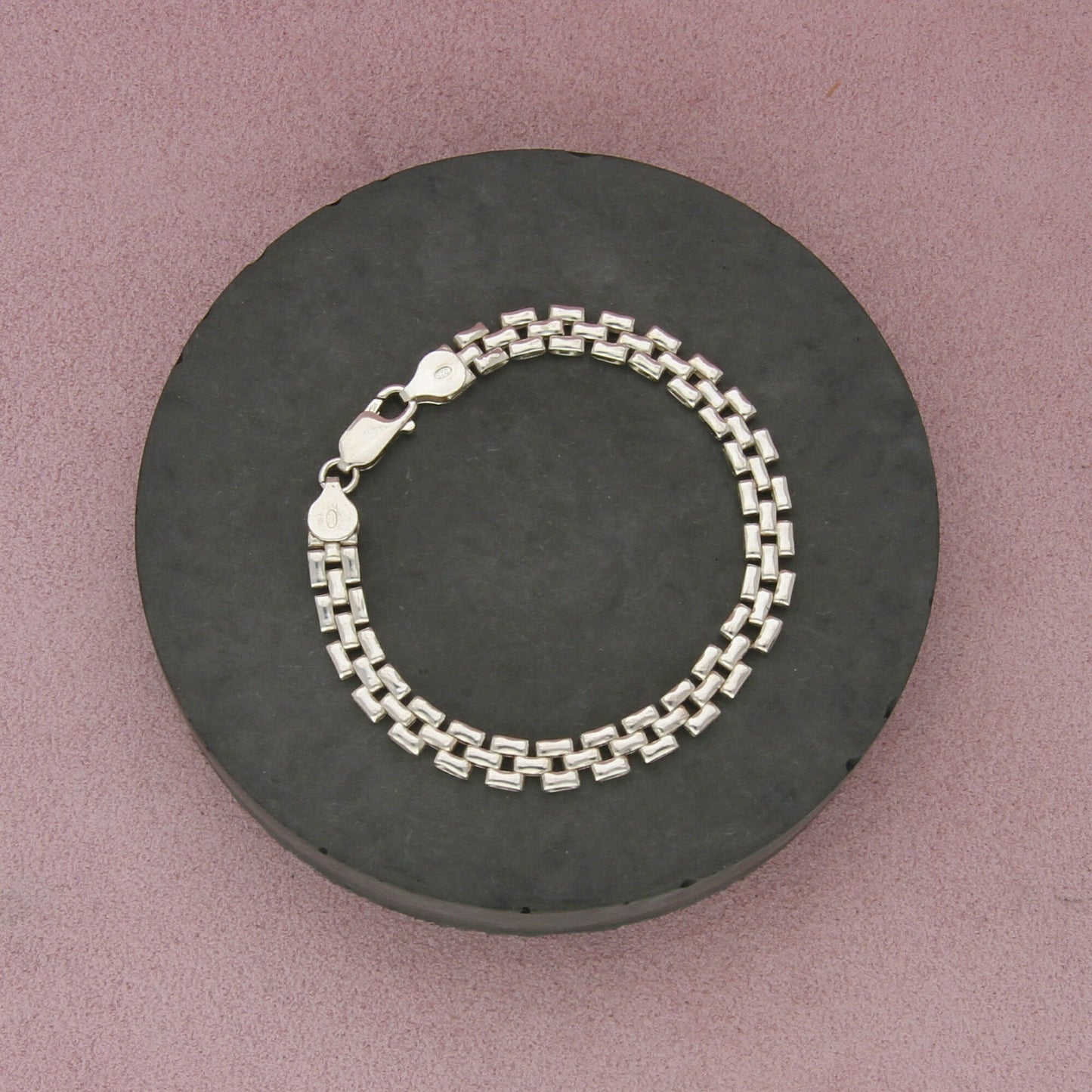 sterling silver 7mm panther chain bracelet size 7in
