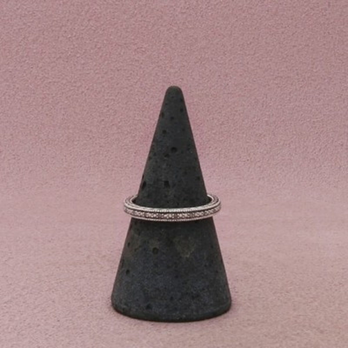 Zales Sterling Silver Diamond Milgrain Edge Band Ring Size 7