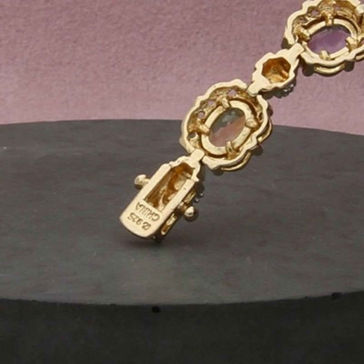 Ross Simons Sterling Silver Gold Plate Diamond Multi-Stone Tennis Bracelet 6.5in