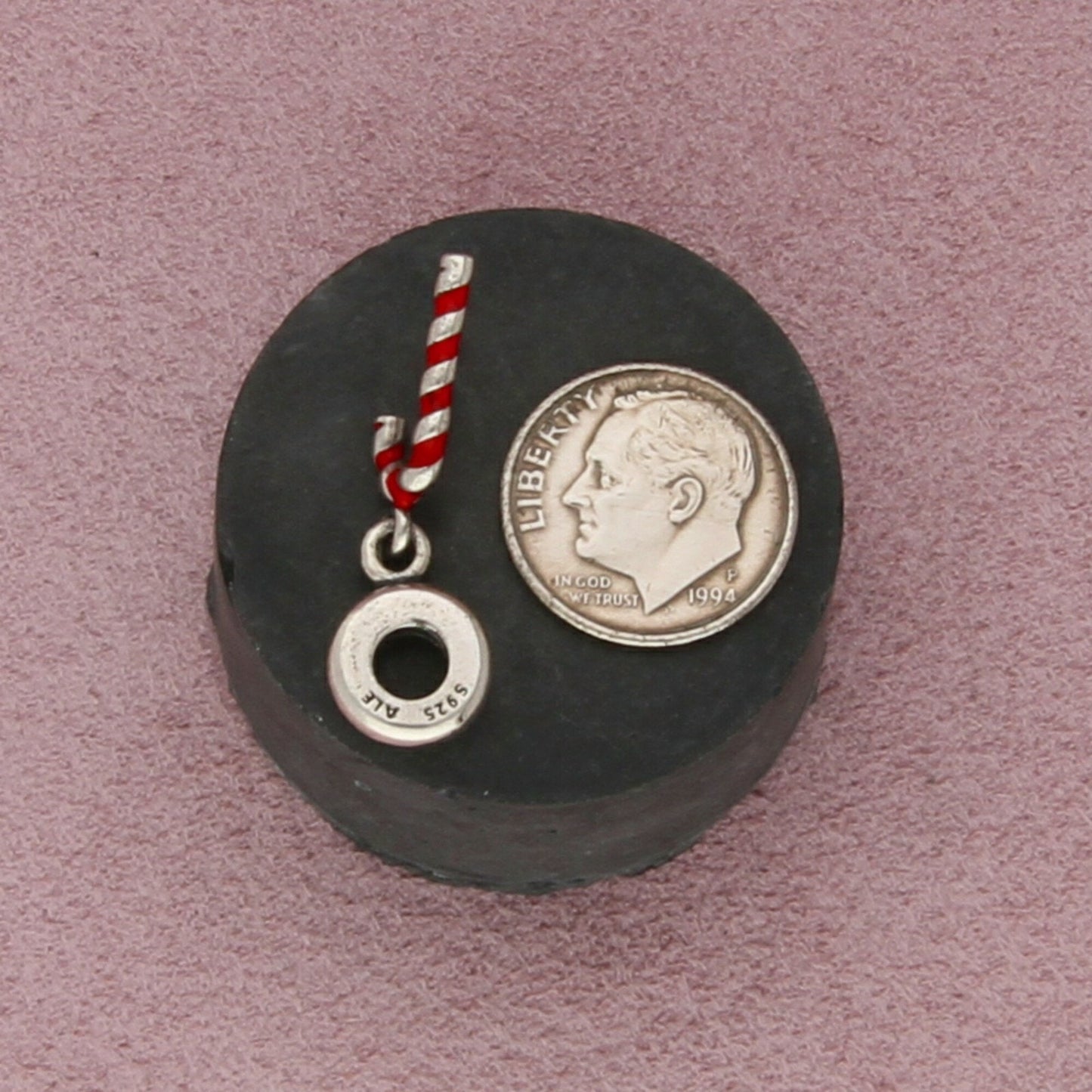 pandora sterling silver authentic christmas enamel candy cane (791193) charm