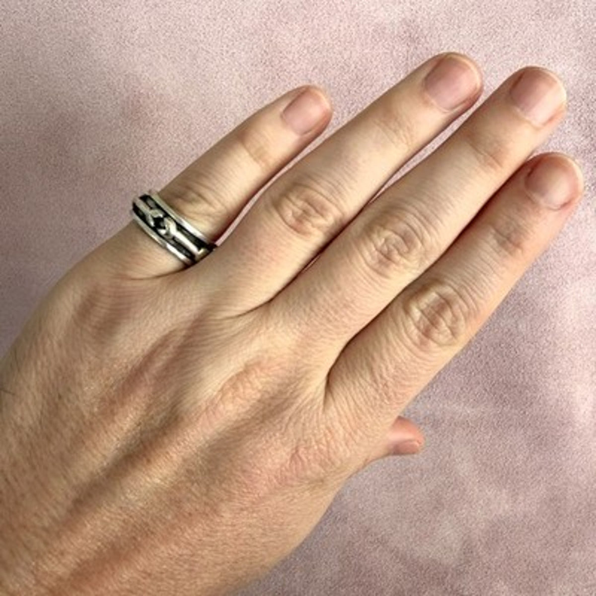 Sterling Silver Men's Vintage Bones Spinner Band Ring Size 8.75