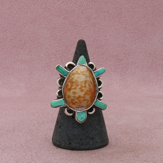 navajo sterling silver vintage turquoise turtle ring size 5.25