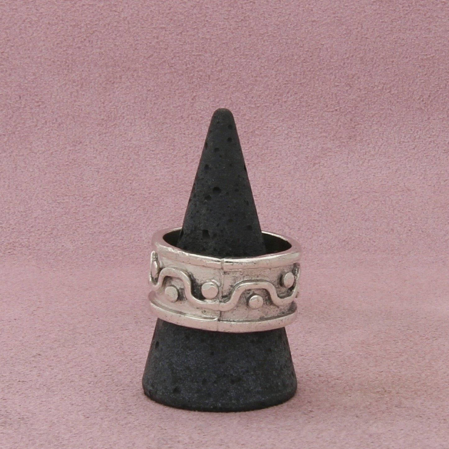 taxco mexico sterling silver mens vintage beaded band ring size 11.5