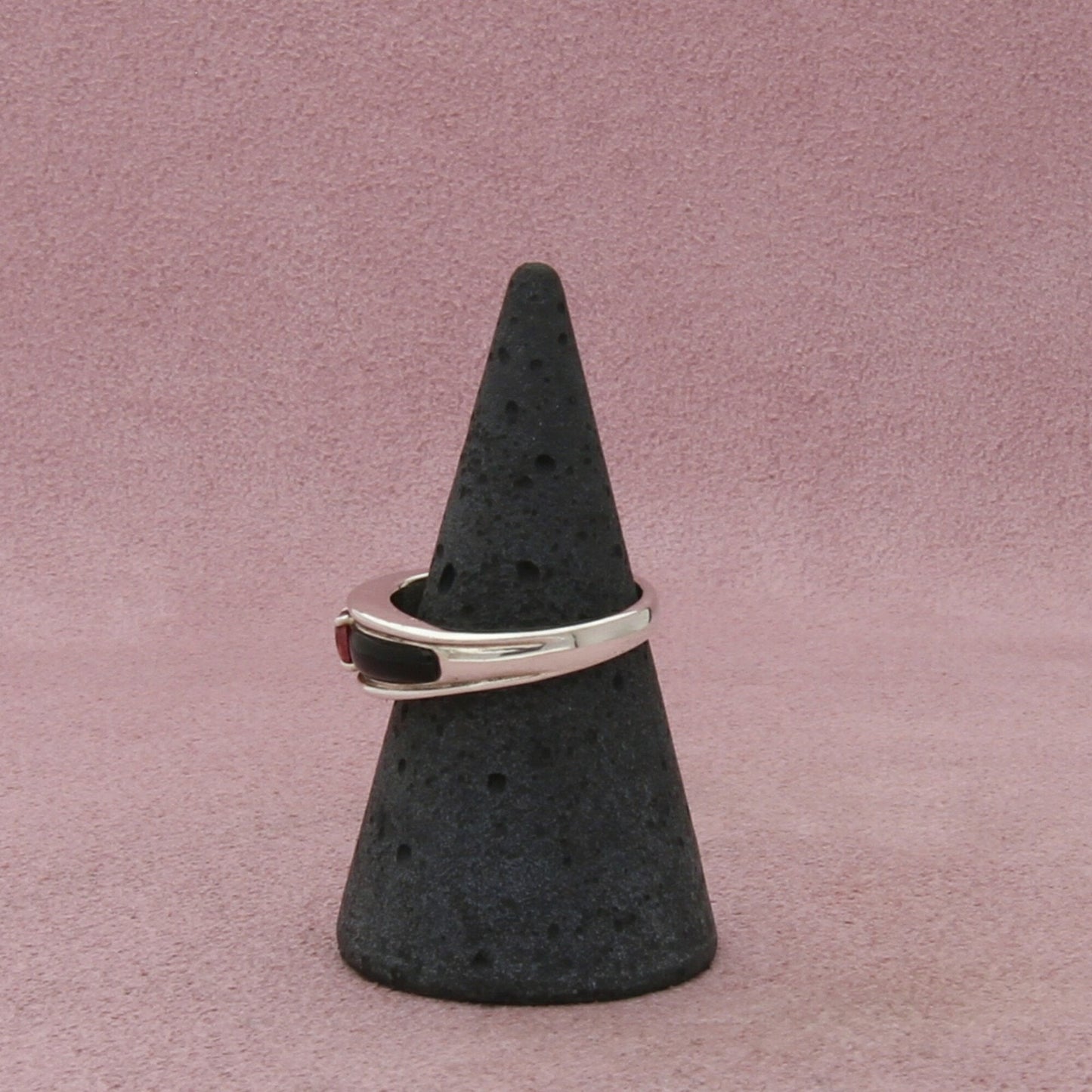 sterling silver pink tourmaline onyx band ring size 7