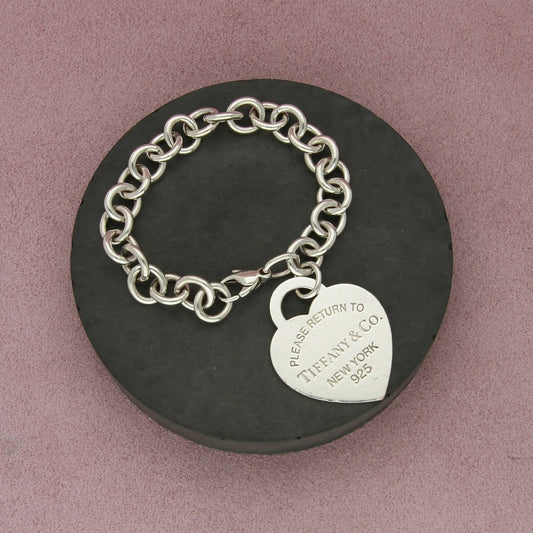 tiffany & co sterling silver xl large return to heart tag charm bracelet 7in
