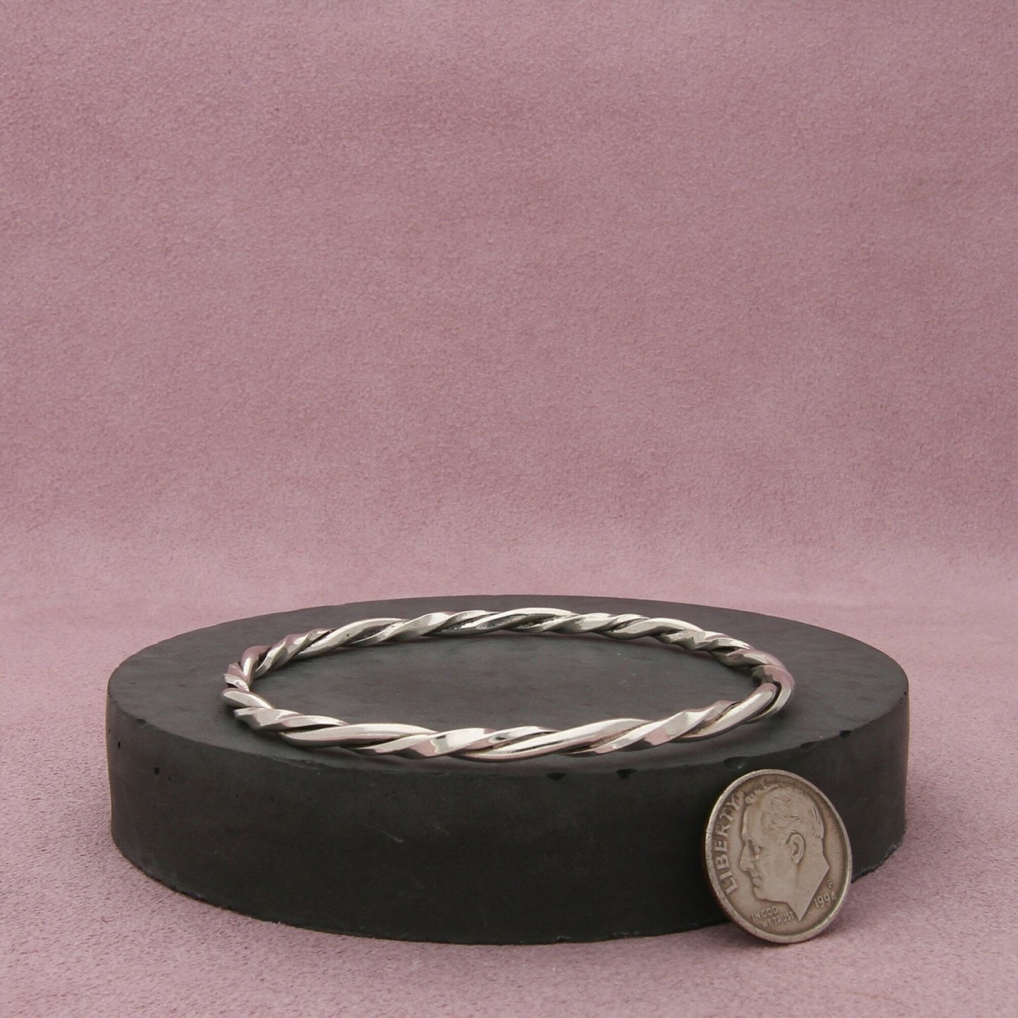 sterling silver vintage twisted stack bangle bracelet size 7.5in