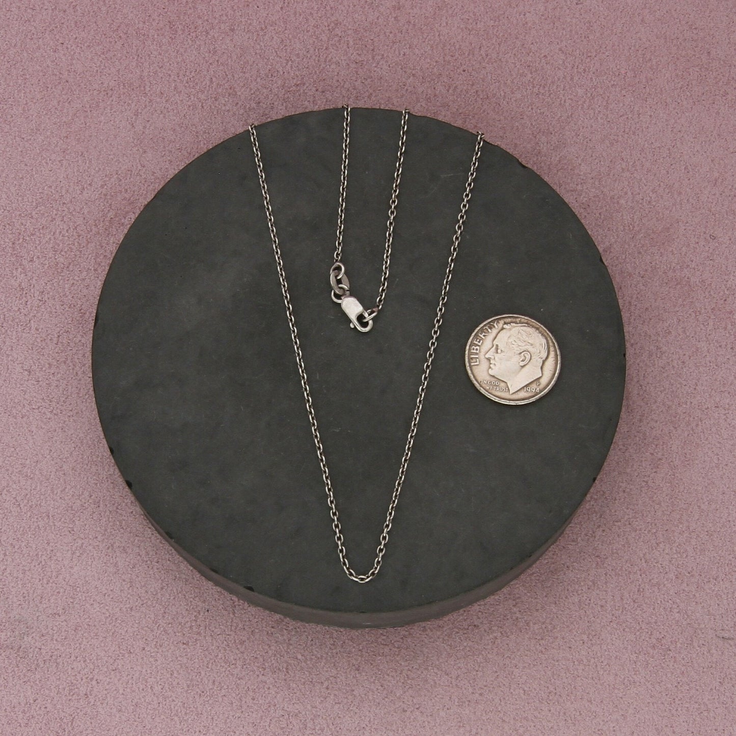 sterling silver italy 1mm cable chain necklace size 16-18in