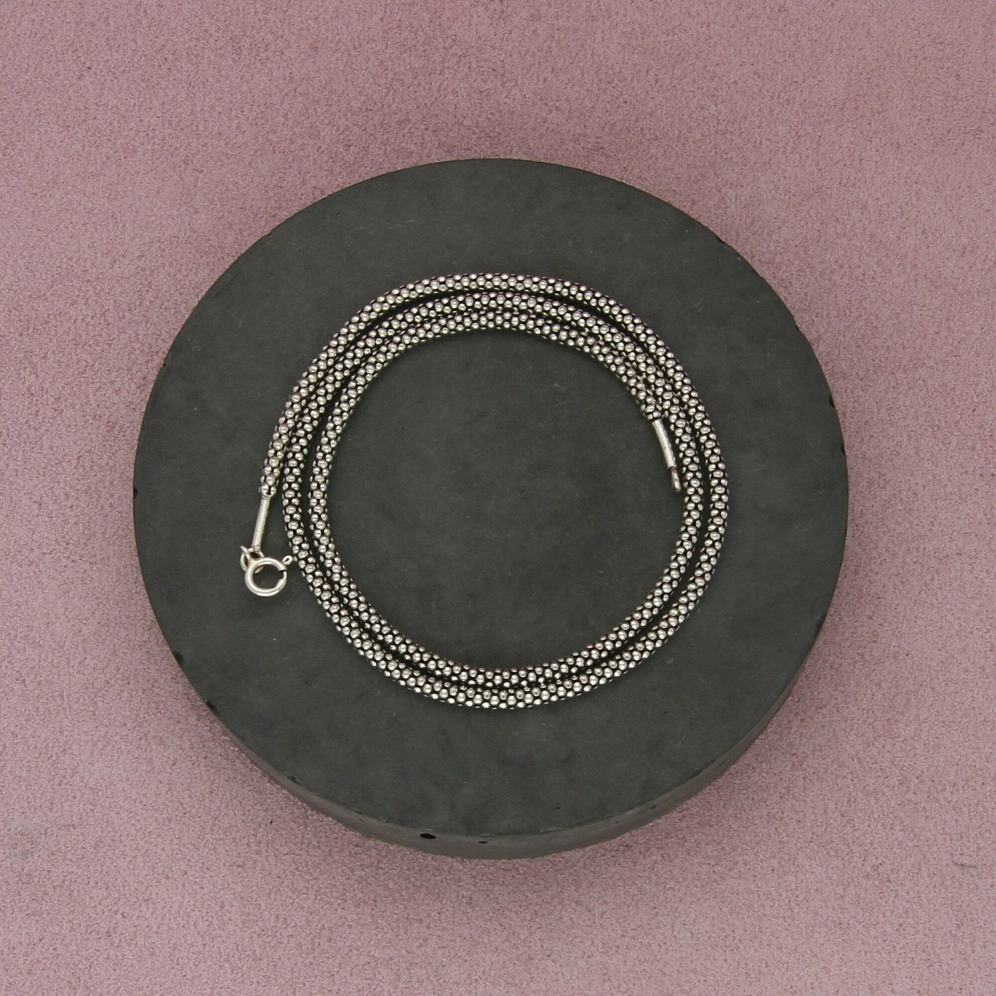sterling silver 3mm popcorn chain necklace size 18in