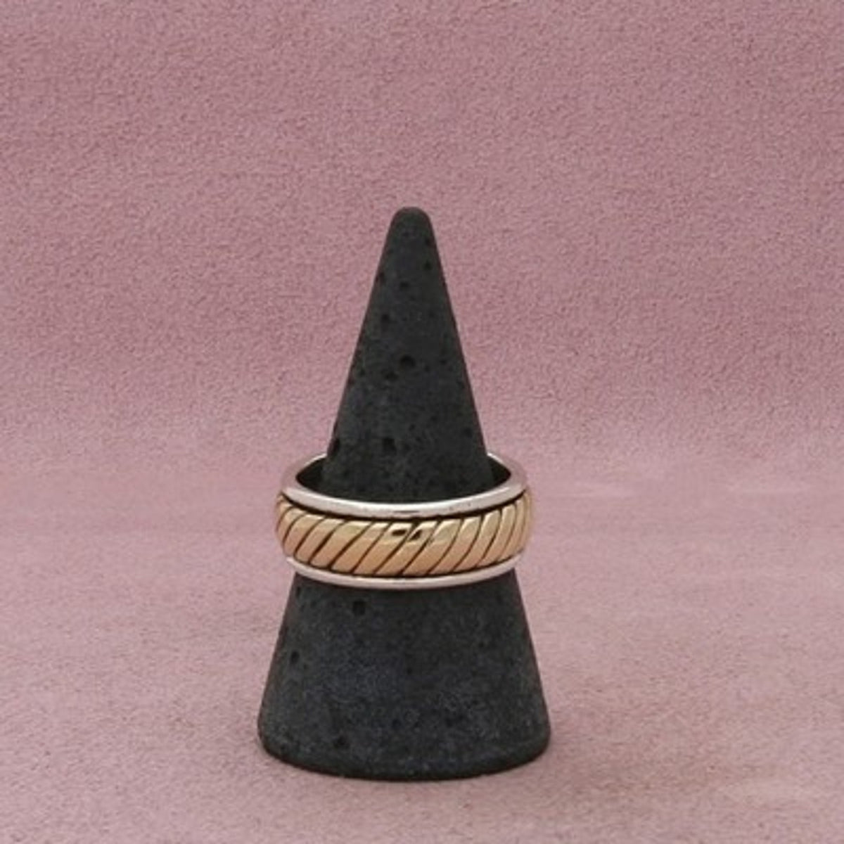 James Avery Sterling Silver & 14K Gold Men's Retired Fluted Band Ring Size 8.75