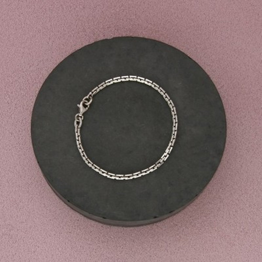 Sterling Silver Vintage Unique Rectangular Link Chain Bracelet Size 6in
