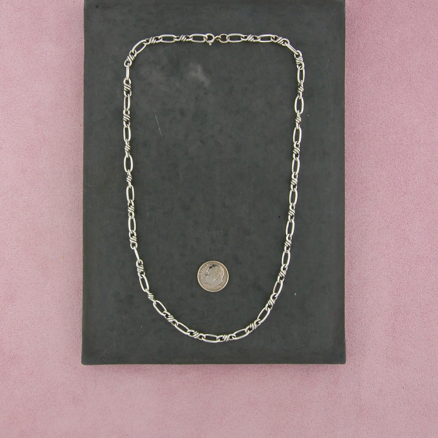 sterling silver vintage twisted knot link chain necklace size 19in