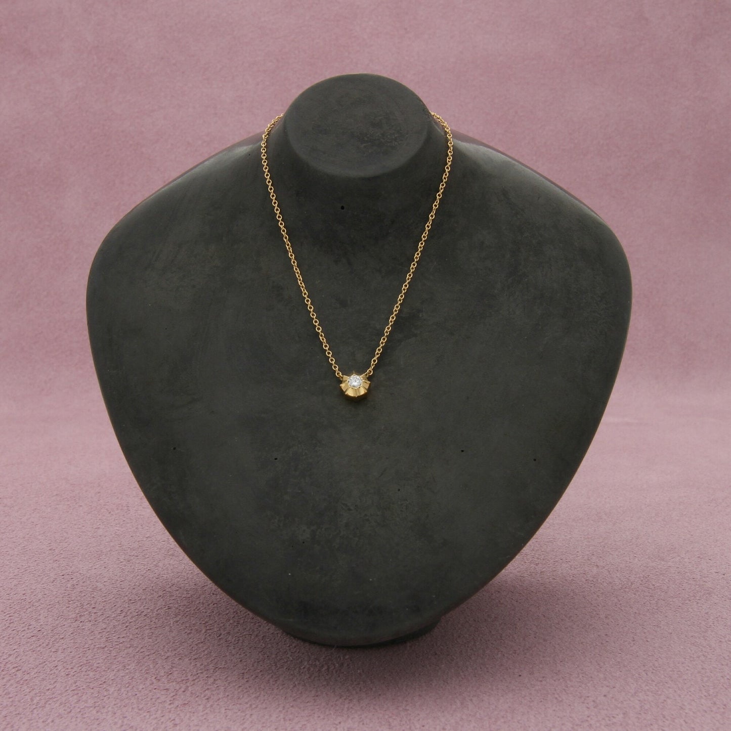 bony levy 18k yellow gold 0.05 ct diamond monaco necklace size 16-18in