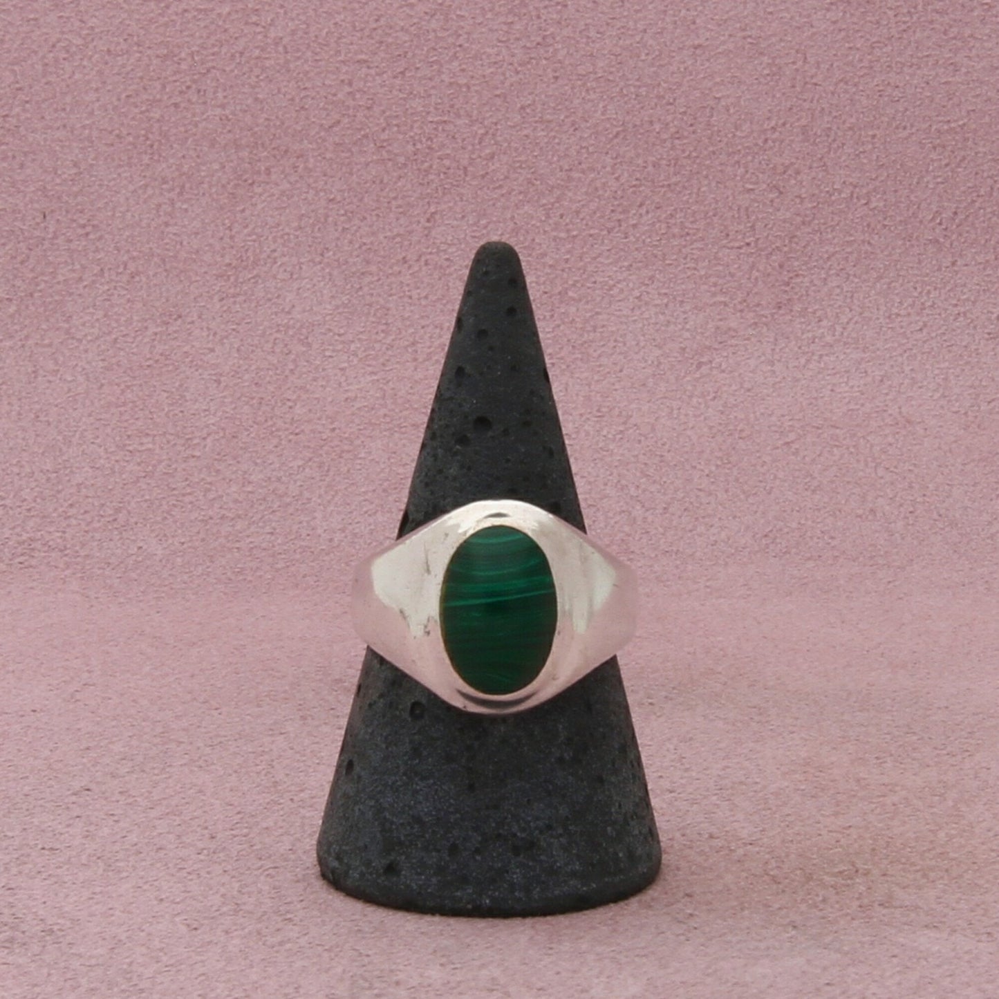 taxco mexico sterling silver vintage malachite cabochon ring size 9