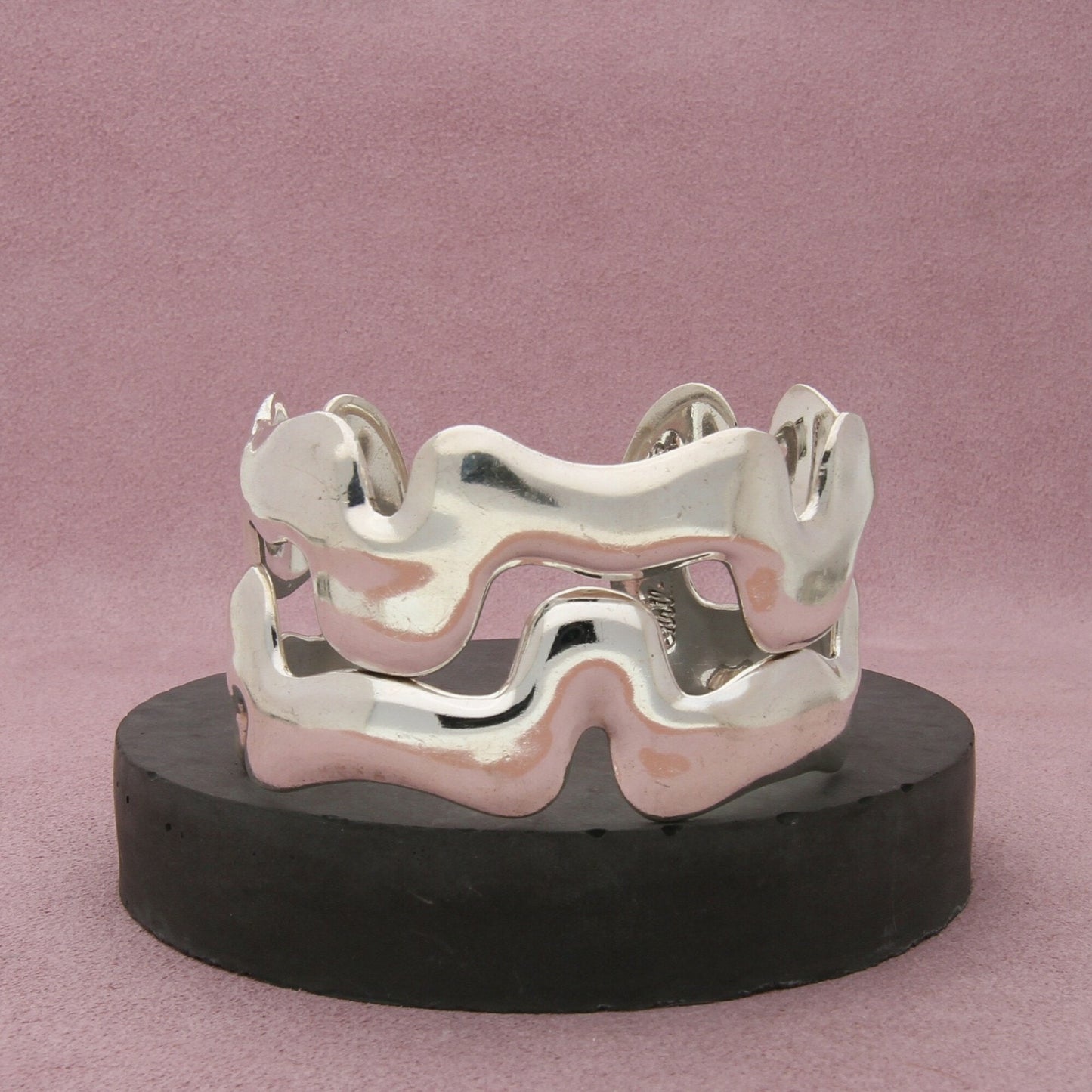 taxco mexico sterling silver vtg modernist statement cuff bracelet size 6.5in