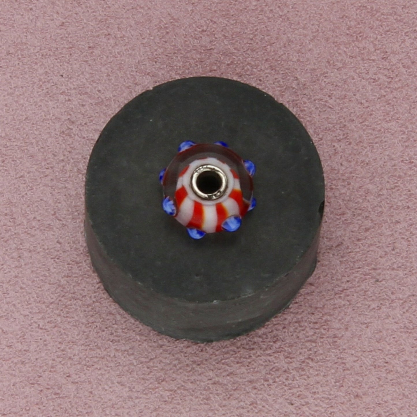 trollbeads sterling silver star spangled red white blue murano glass bead charm