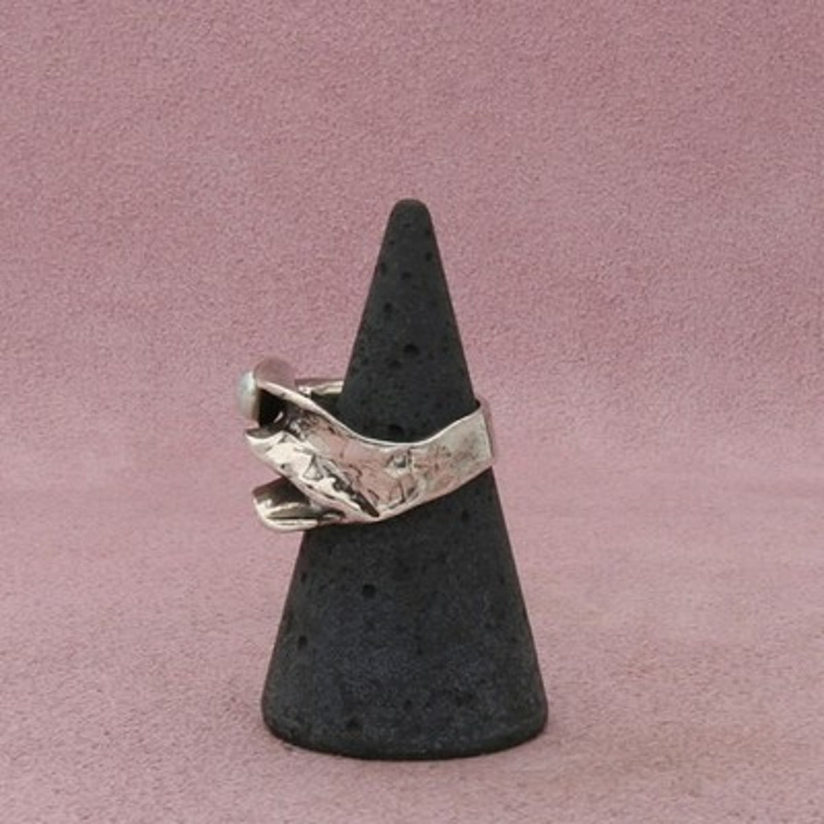 Sterling Silver & 14K Gold Vintage Artisan Made Pearl Ring Size 6
