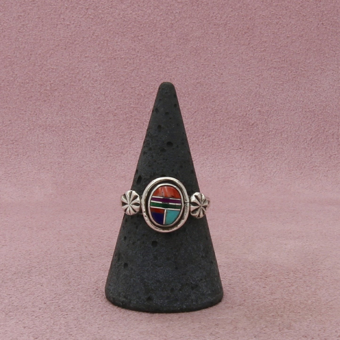 sterling silver vintage southwestern turquoise spiny oyster ring size 8.5