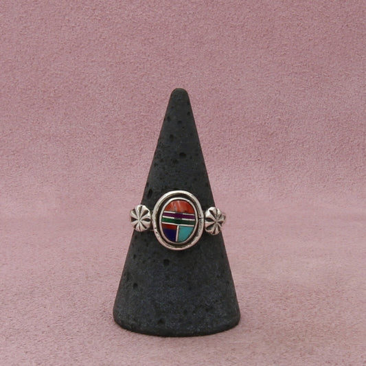 sterling silver vintage southwestern turquoise spiny oyster ring size 8.5