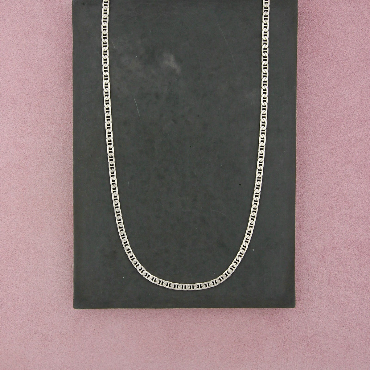 Sterling Silver Men's Italy 4mm Flat Anchor Link Chain Necklace Size 24in