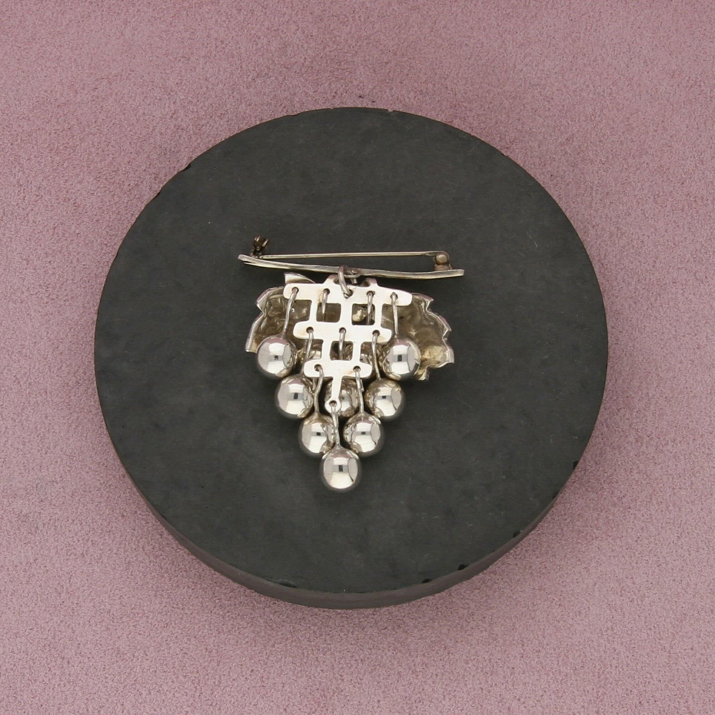 taxco mexico sterling silver vintage beaded grape bunch brooch