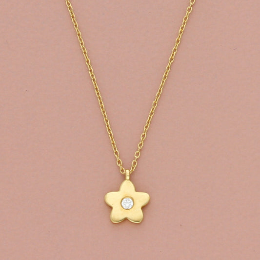 bony levy 14k yellow gold kids diamond flower pendant necklace size 13-15in