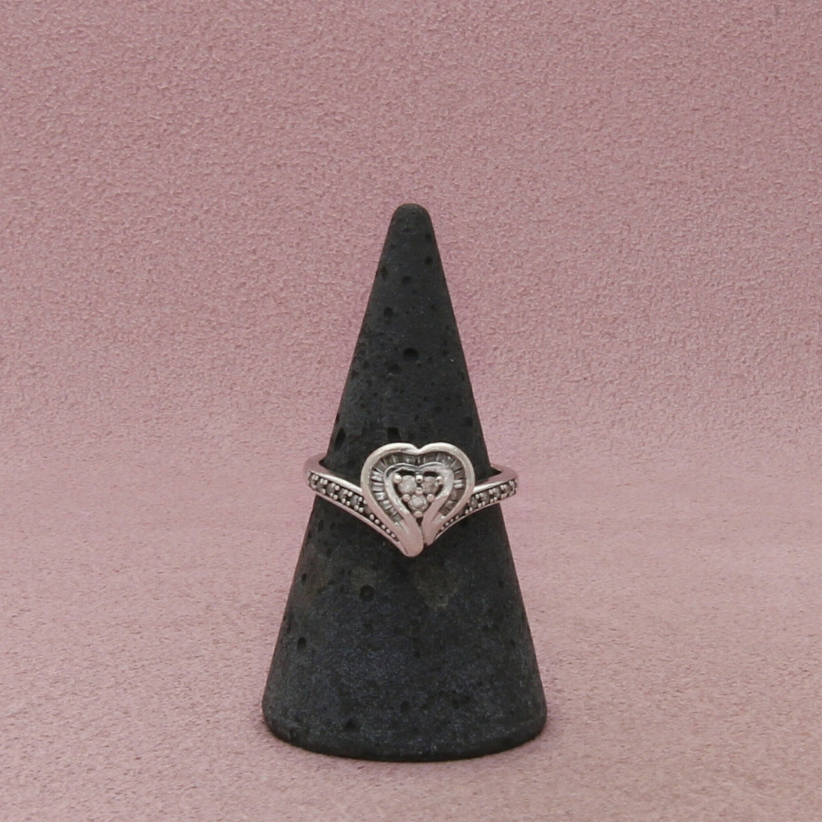 Kay Jewelers Sterling Silver Diamond Double Heart Promise Ring Size 6.75