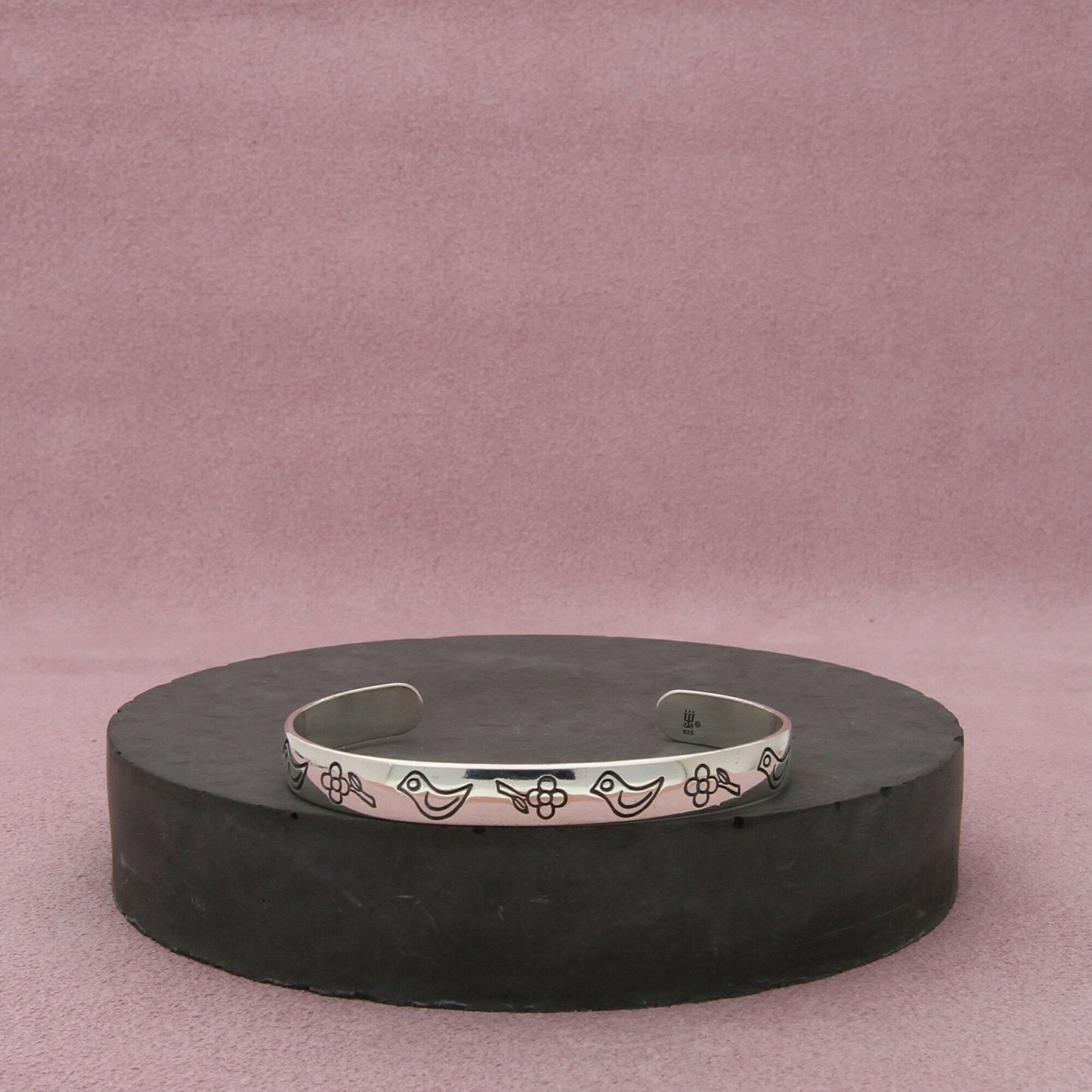 james avery sterling silver childs birds and flowers cuff bracelet size 5.25in