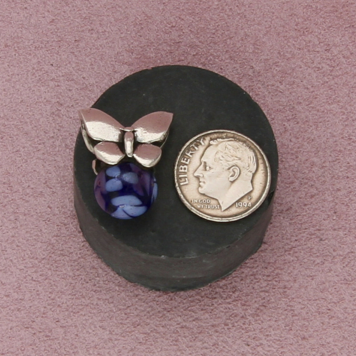 trollbeads sterling silver summer butterfly purple glass retired bead charm