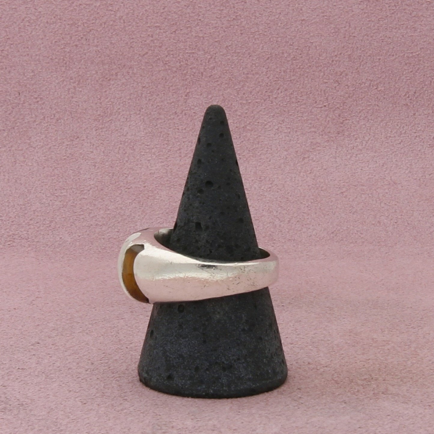taxco mexico sterling silver mens vintage tigers eye chunky ring size 10.25