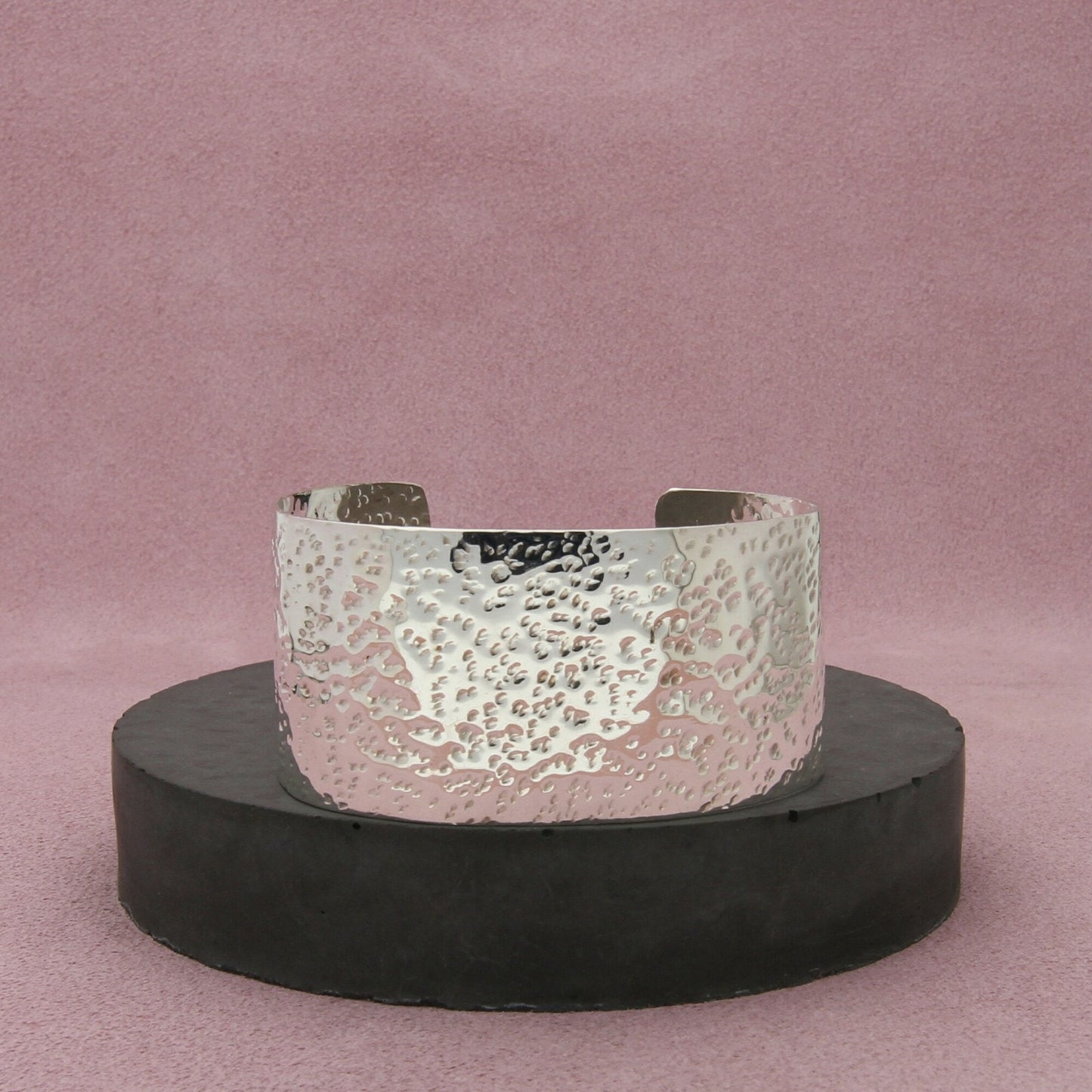 sterling silver artisan crafted hammered cuff bracelet size 6.25in
