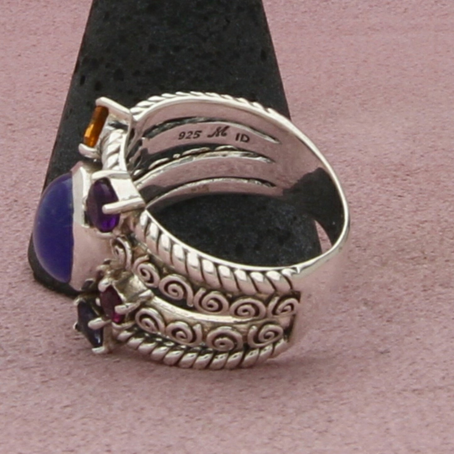 robert manse sterling silver topaz peridot amethyst citrine ring size 8