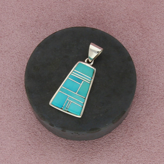 zuni sterling silver vintage turquoise inlay pendant