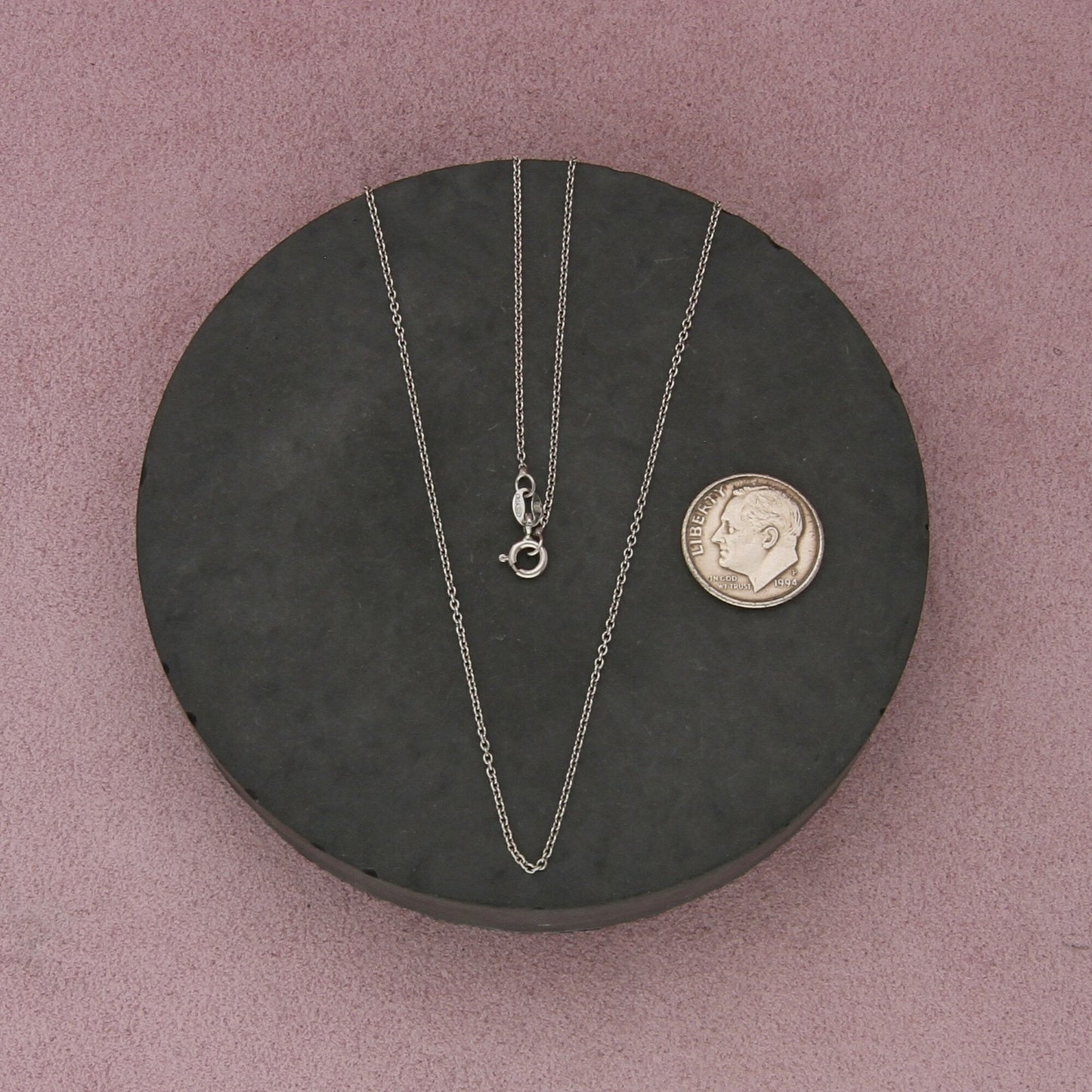 sterling silver 1mm cable chain necklace size 18in