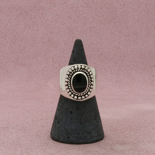 sterling silver braided onyx cigar band ring size 5.75