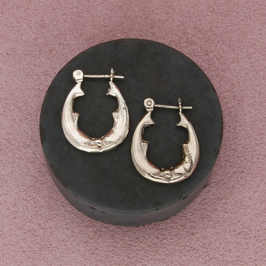 sterling silver vintage kissing dolphins snap-post hoop earrings
