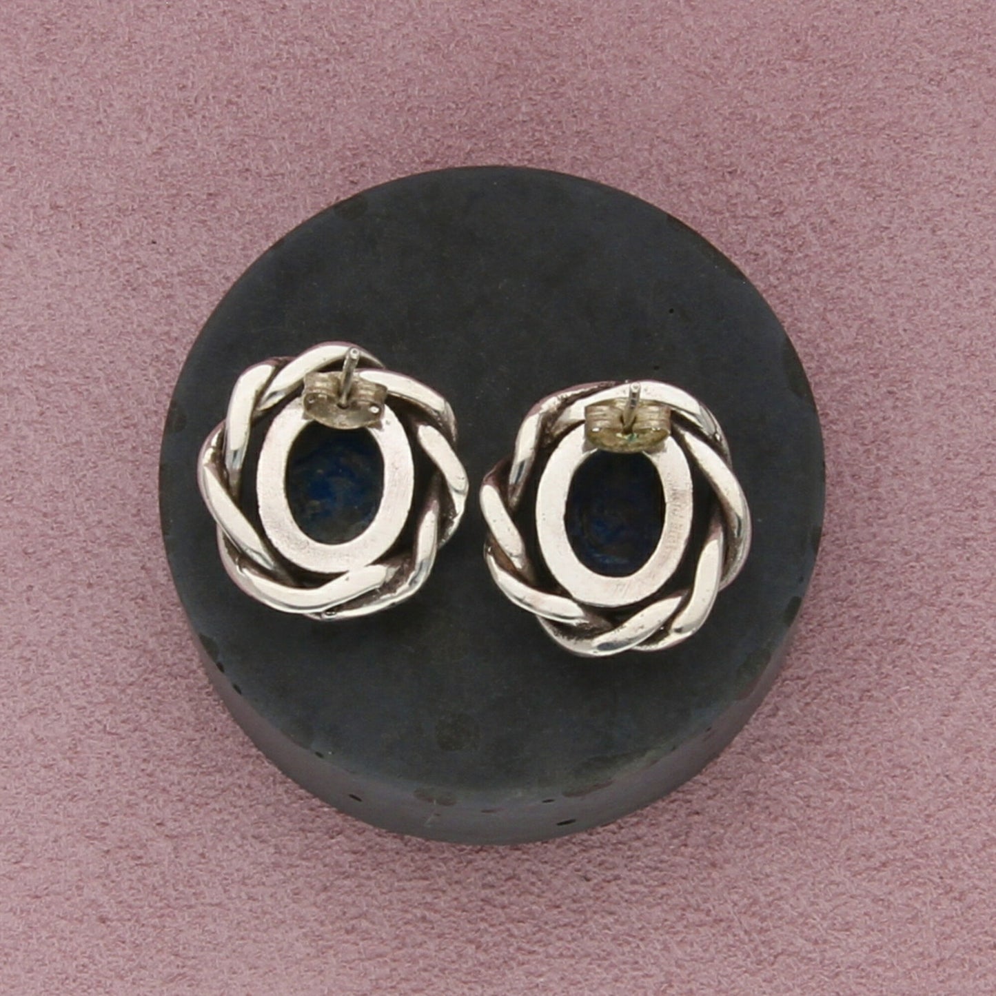 sterling silver vintage denim lapis twisted post earrings
