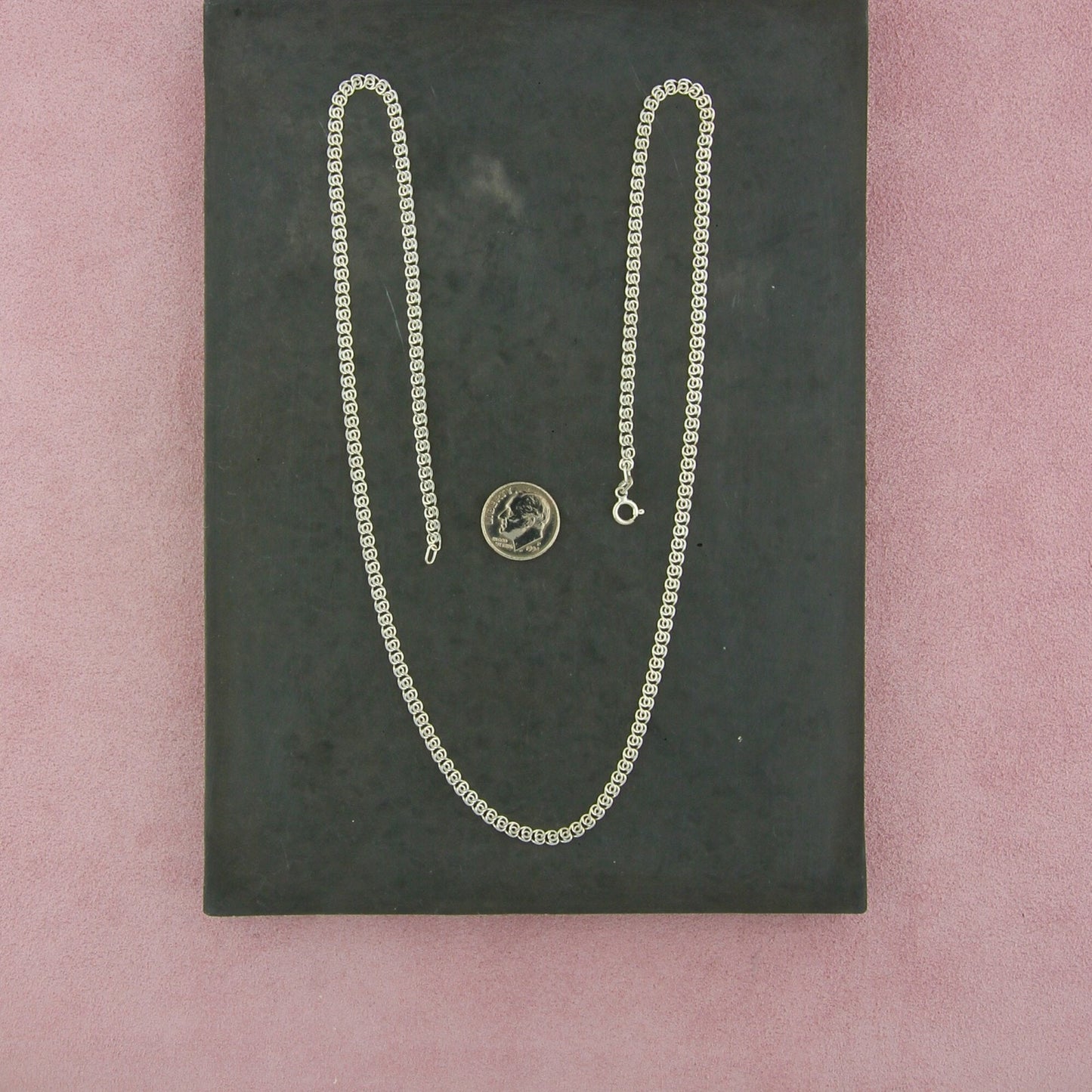 sterling silver vintage 3mm double scroll link chain necklace size 23.5in