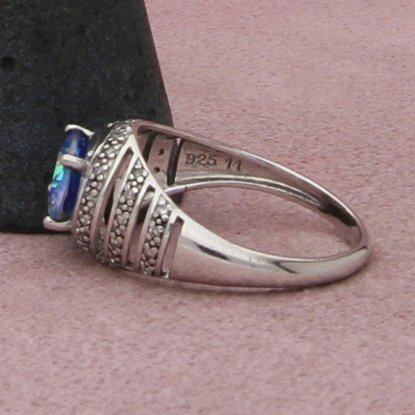 sterling silver oval-cut mystic topaz & cz ring size 11