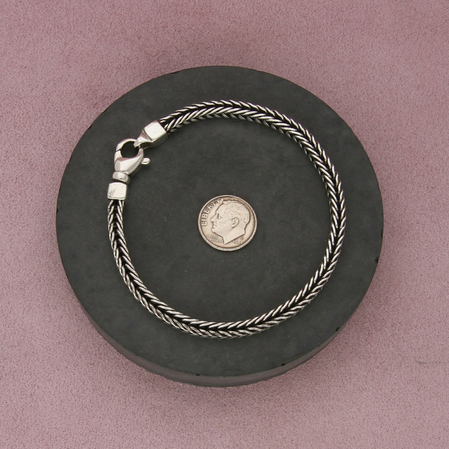 james avery sterling silver mens square foxtail link bracelet size 8.5in