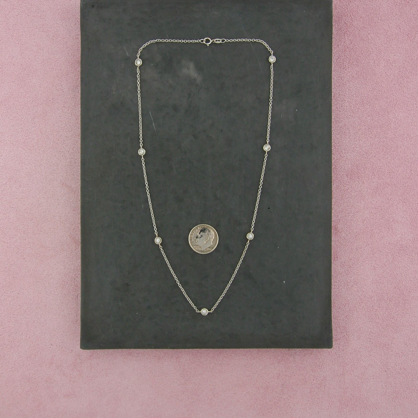 14k white gold 7-station 0.70 ctw diamond yard cable chain necklace size 16.5in