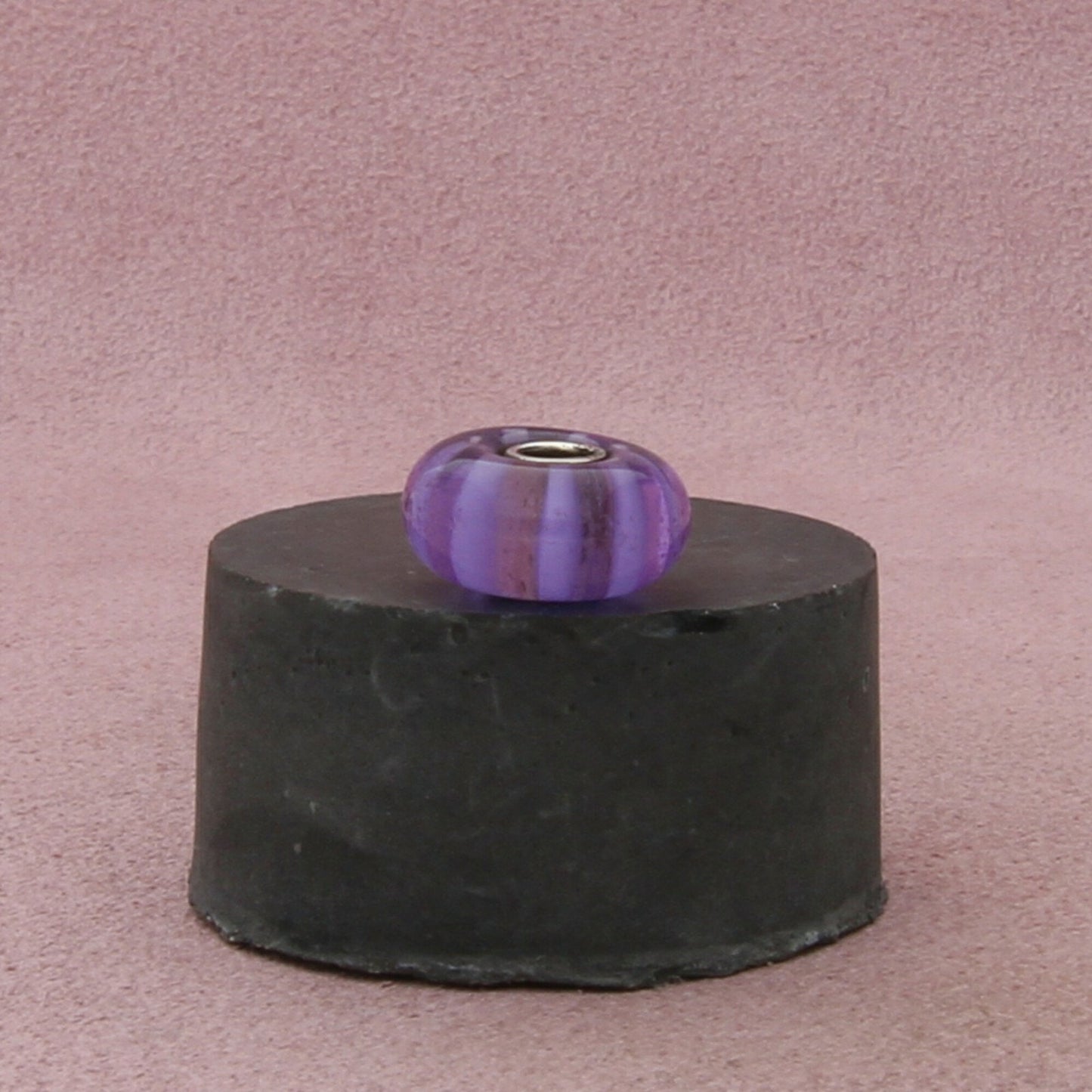 trollbeads sterling silver purple stripe murano glass bead charm
