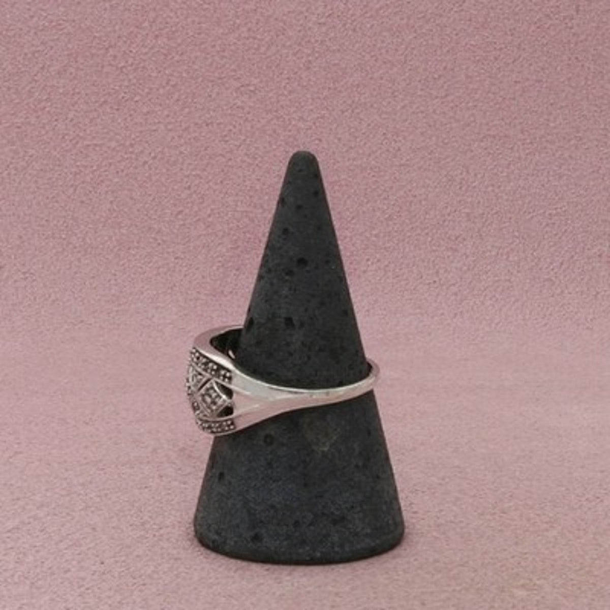Zales Sterling Silver Diamond Geometric Lattice Ring Size 9.75