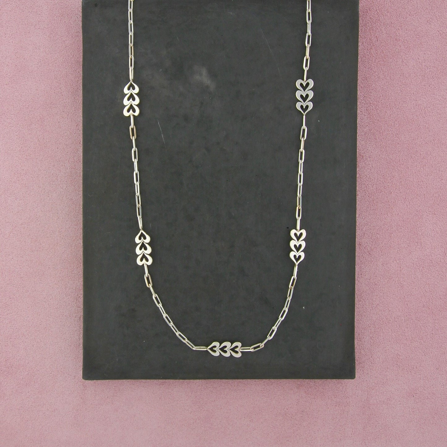 sterling silver hearts paperclip chain necklace size 30in