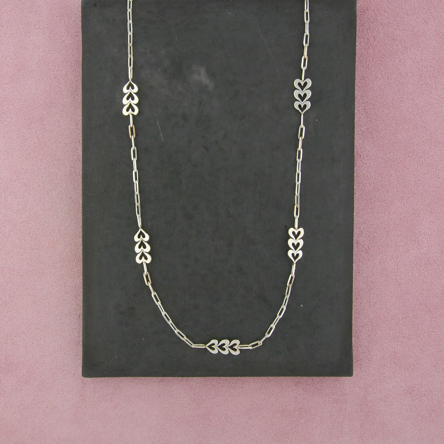 sterling silver hearts paperclip chain necklace size 30in