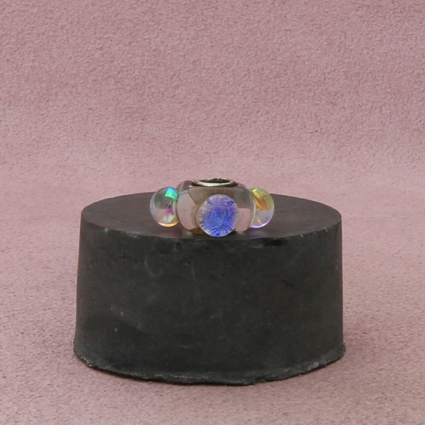 trollbeads sterling silver dichroic ice bubble murano glass bead charm